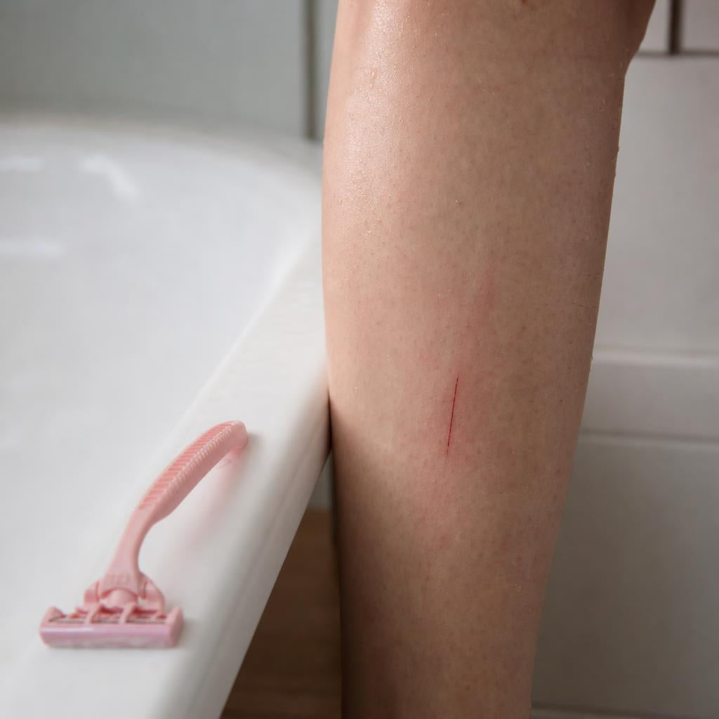 Pequeño corte en la pierna provocado por una cuchilla